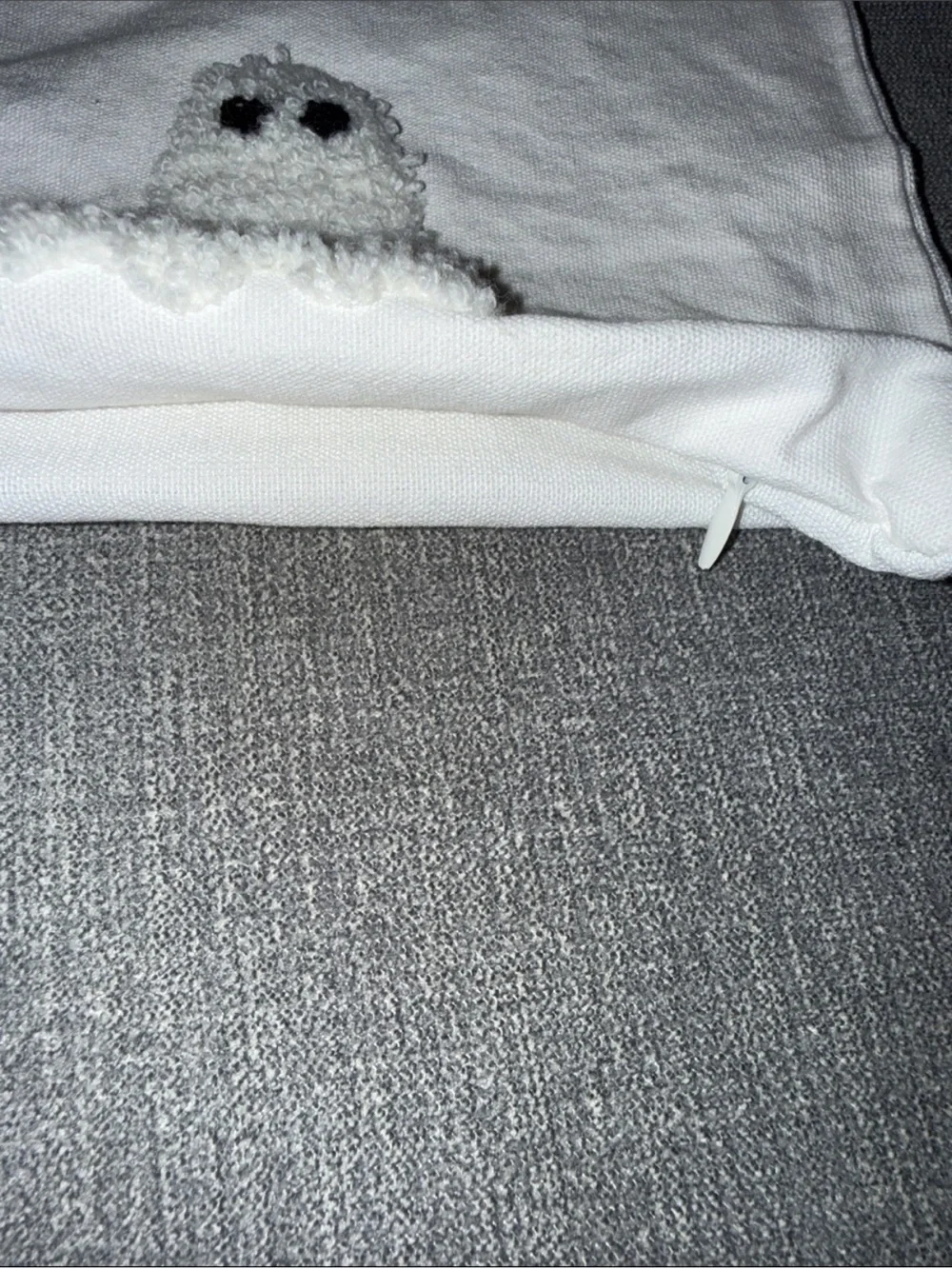 White Ghost Appliqué Pillow Covers 16x16 - Set of 2